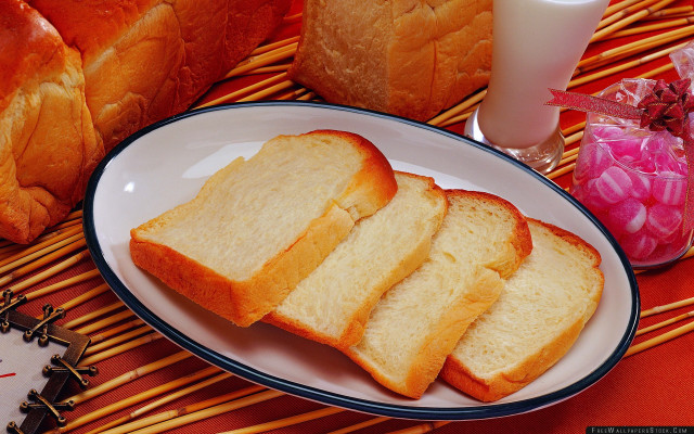 Plate bread table glass milk free wallpaper - medium preview image