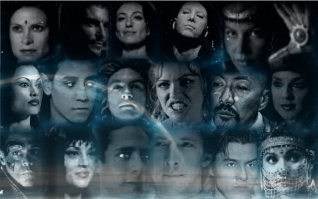 Collage people facial expressions hands free wallpaper - medium preview image