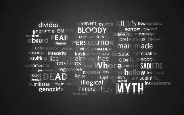Myth wordcloud blackwhite darkroom abstract free wallpaper - medium preview image