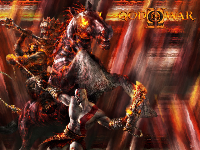 Man horse demon sword painting free wallpaper - medium preview image