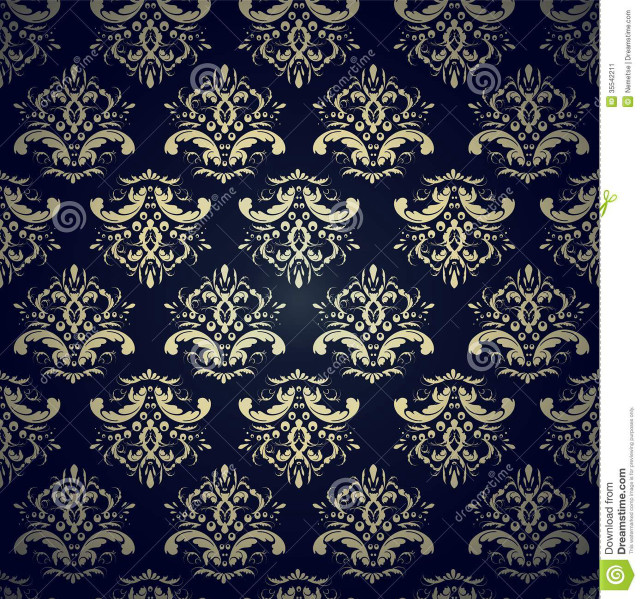 Blue gold wallpaper floral design #2 free wallpaper - medium preview image