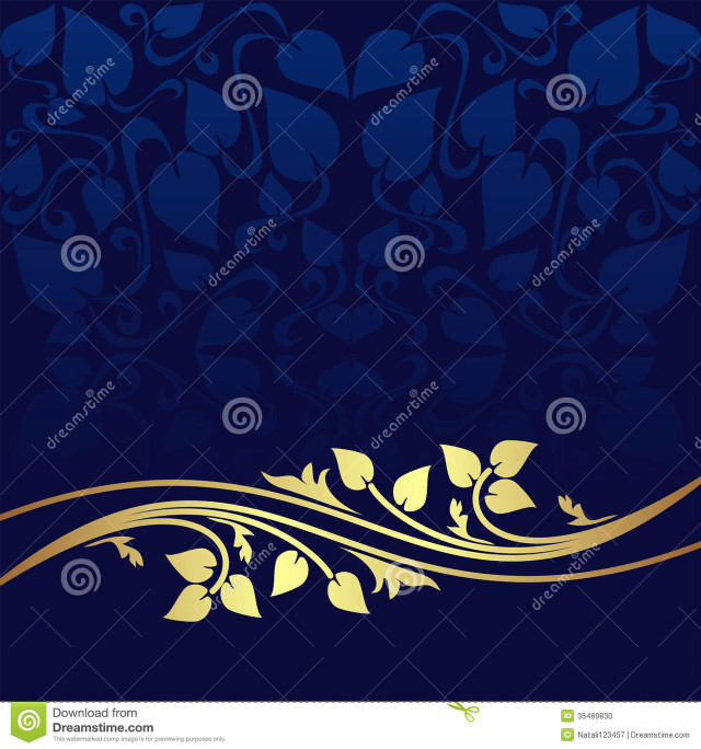 Blue gold background floral design free wallpaper - medium preview image