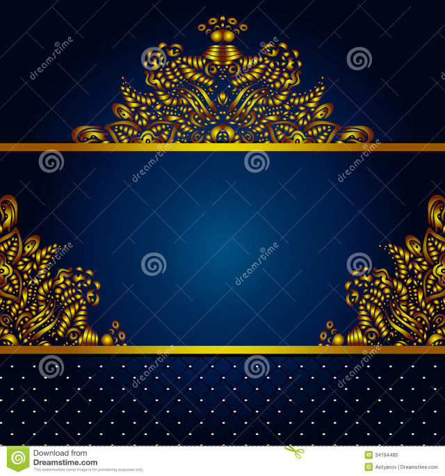 Blue gold background border pattern free wallpaper - medium preview image