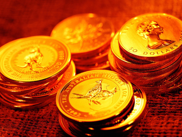 Gold coins table cellphone coffee free wallpaper - medium preview image