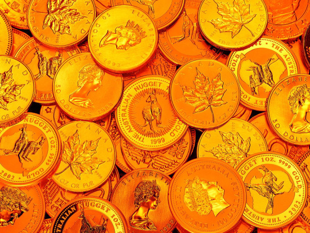 Gold coins red background tree free wallpaper - medium preview image