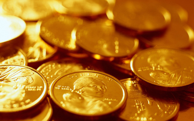 Gold coins candle tea table free wallpaper - medium preview image