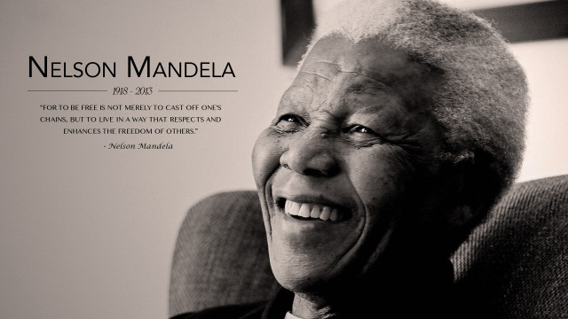 Nelson mandela smiling black white free wallpaper - medium preview image