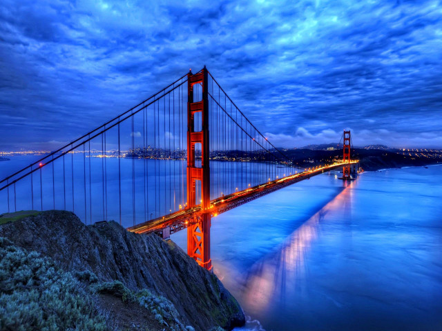 Golden gate bridge night sky free wallpaper - medium preview image