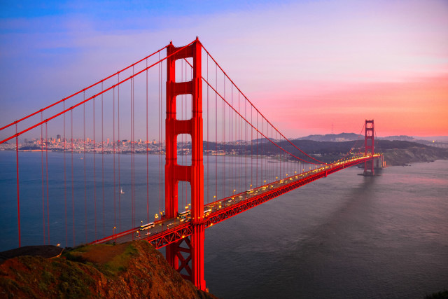 Golden gate bridge sunset hill free wallpaper - medium preview image