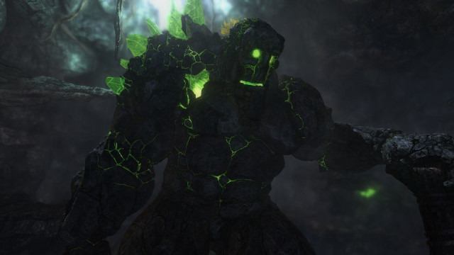 Man glowing green eyes cave free wallpaper - medium preview image