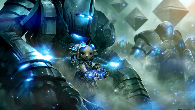 Futuristic men blue lights glowing free wallpaper - medium preview image