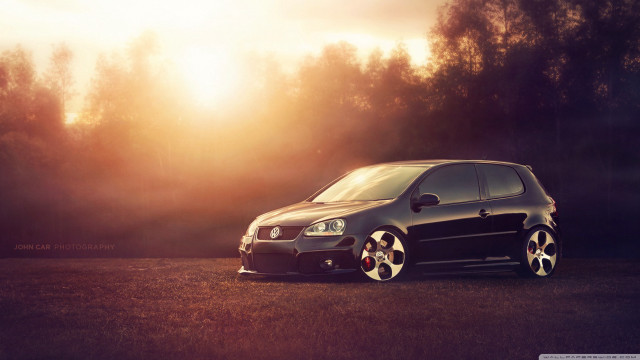 Black car field trees sunset free wallpaper - medium preview image