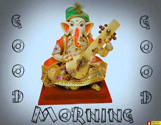 Elephant playing guitar good morning free wallpaper - medium preview image