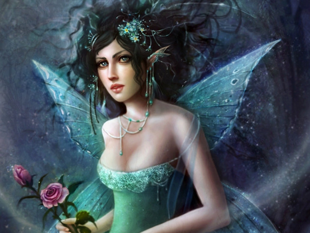 Fairy rose butterfly hand shoulder free wallpaper - medium preview image