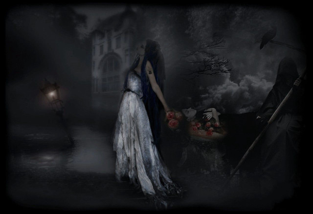 Woman white dress lantern dark free wallpaper - medium preview image