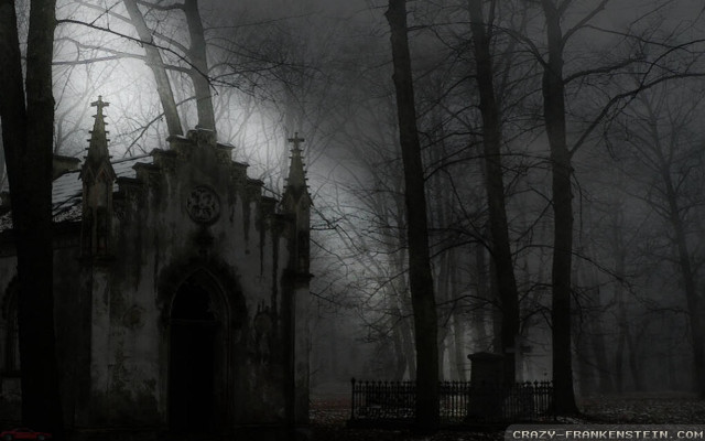 Creepy castle woods full moon free wallpaper - medium preview image