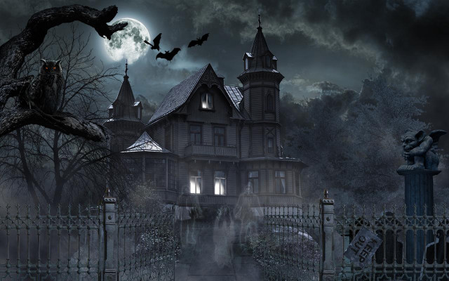 Creepy house bats night full free wallpaper - medium preview image