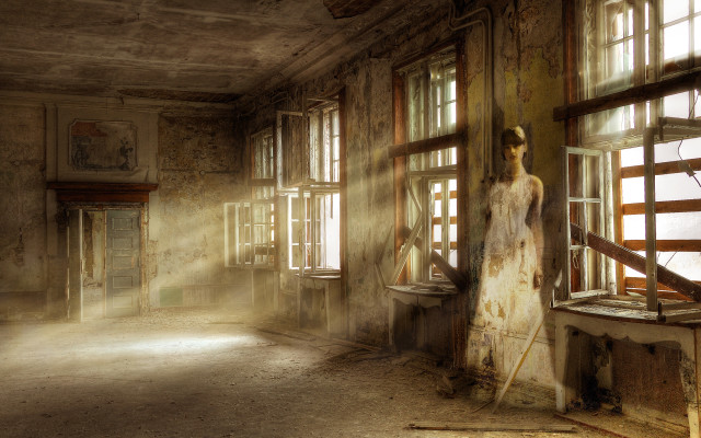 Woman room window railing view free wallpaper - medium preview image