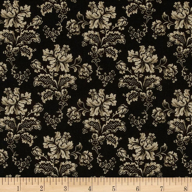 Black white floral print fabric free wallpaper - medium preview image