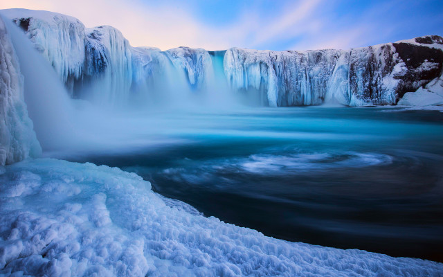 Waterfall ice blue sky lake free wallpaper - medium preview image