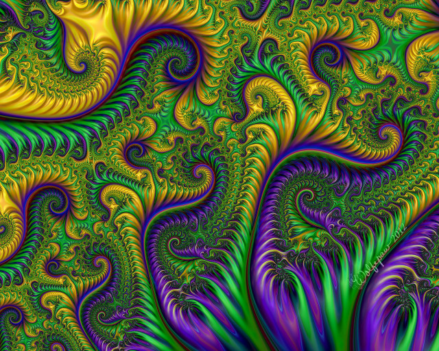 Psychedelic fractal flower green yellow free wallpaper - medium preview image