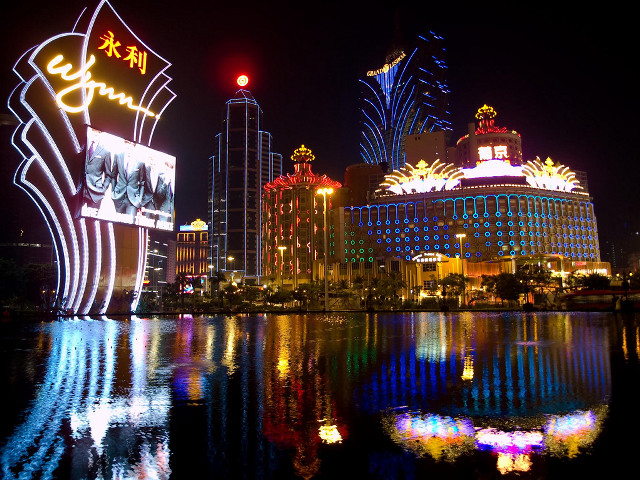 City lights night reflection water free wallpaper - medium preview image