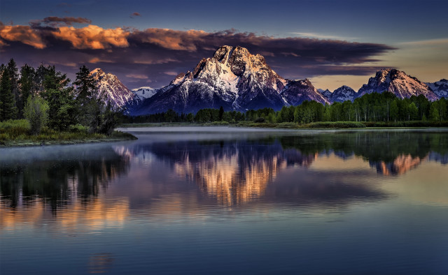 Mountain range lake sunset pink #4 free wallpaper - medium preview image