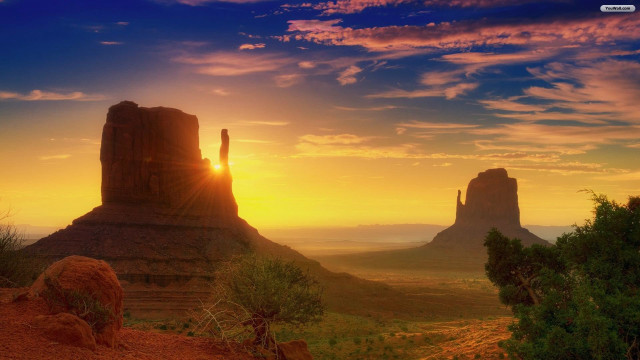 Sunset desert rock formation distant free wallpaper - medium preview image