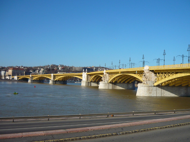 Bridge river yellow building clock free wallpaper - medium preview image