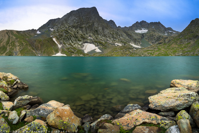 Mountain lake cliffs green forest free wallpaper - medium preview image