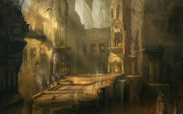 Fantasy city giant clock tower free wallpaper - medium preview image