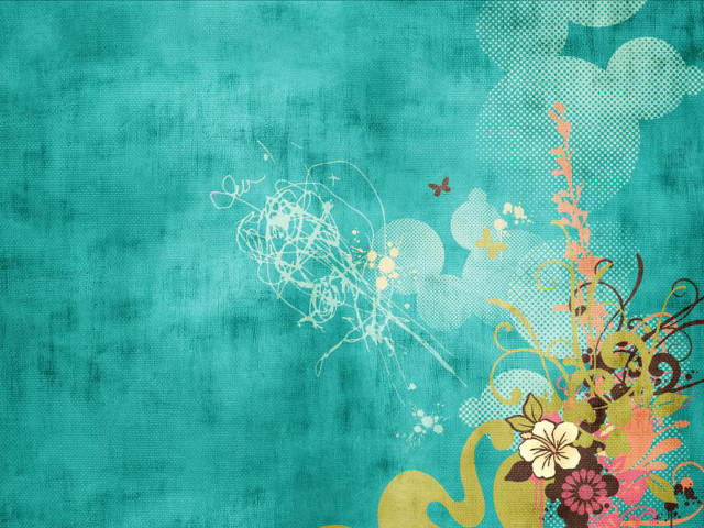 Blue background flowers butterflies side free wallpaper - medium preview image
