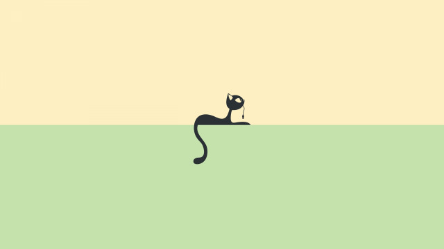 Cat sitting green hill yellow free wallpaper - medium preview image