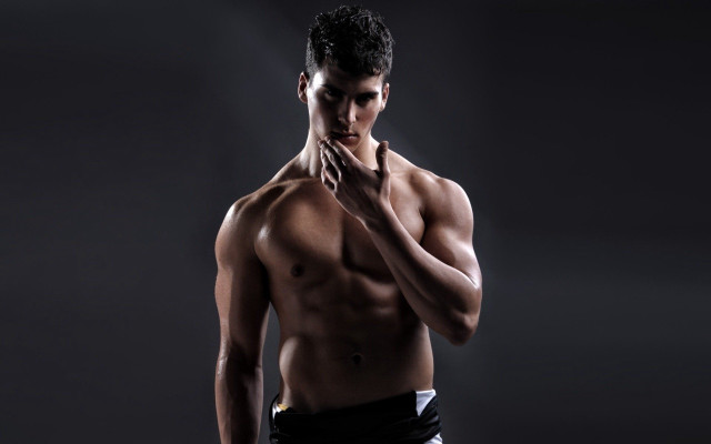 Muscular topless man posing sculpture free wallpaper - medium preview image