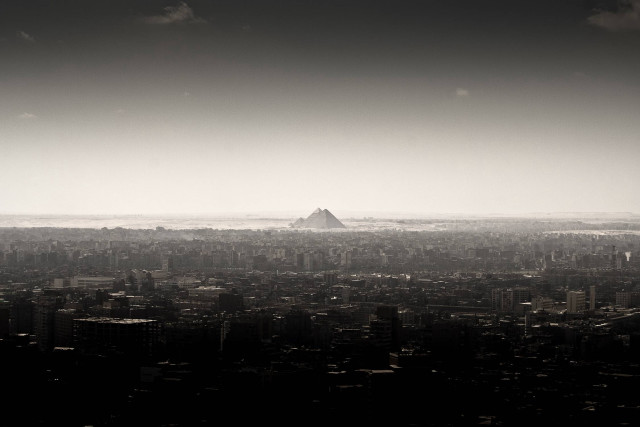 City mountain black and white free wallpaper - medium preview image