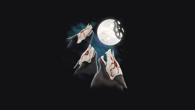 Wolves moonlight full moon sky free wallpaper - medium preview image