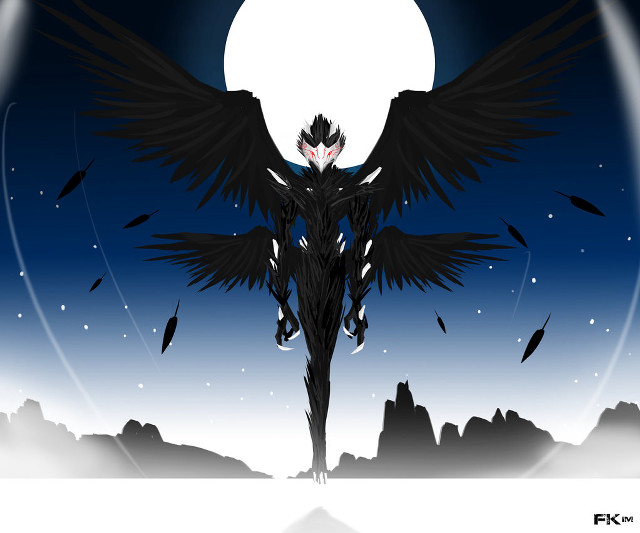 Black bird fullmoon wings spread free wallpaper - medium preview image