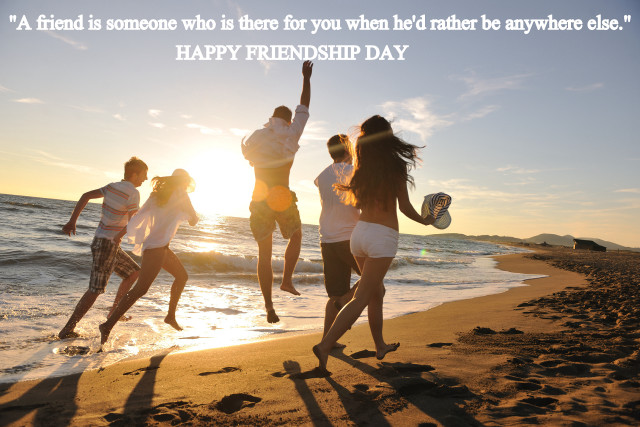Beach jump sunset friends quote free wallpaper - medium preview image