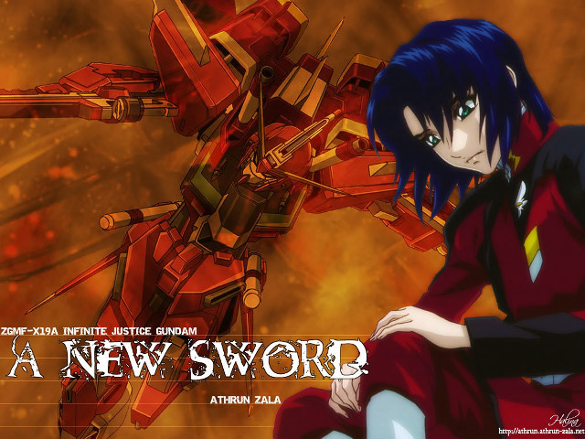 Anime blue hair red suit free wallpaper - medium preview image
