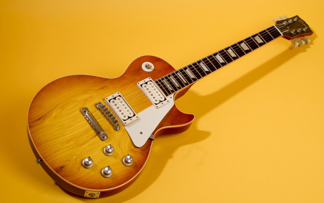 Guitar wooden yellow studio arabesque free wallpaper - medium preview image