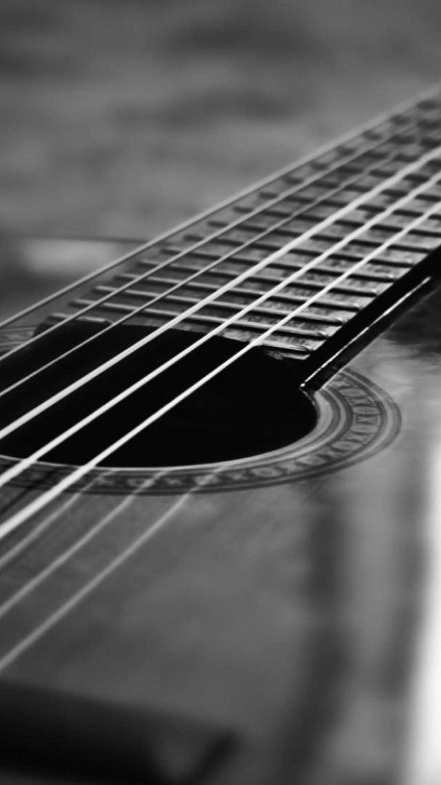 Guitar frets closeup black white free wallpaper - medium preview image