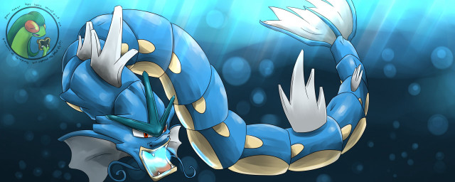 Blue yellow pokemon floating water free wallpaper - medium preview image
