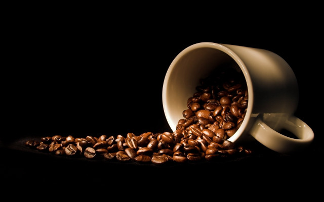 Coffee cup beans black background free wallpaper - medium preview image