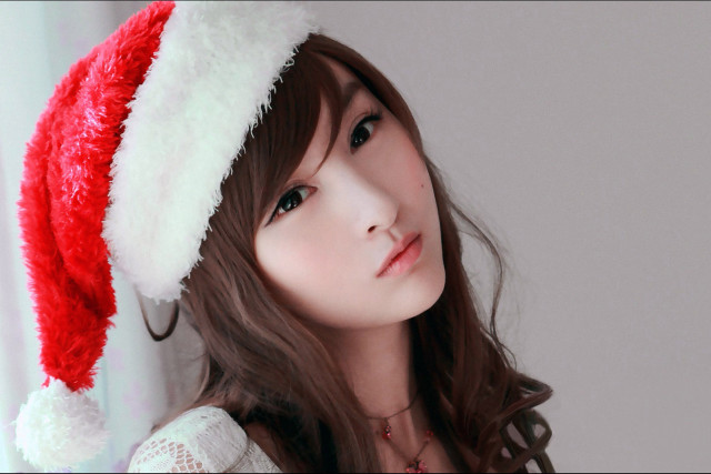 Woman santa hat long hair free wallpaper - medium preview image