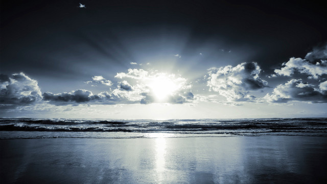 Sunshine clouds ocean beach rayonism #2 free wallpaper - medium preview image