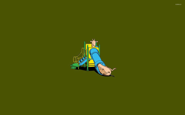 Blonde boy slide green field free wallpaper - medium preview image