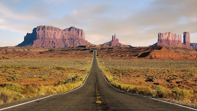 Long road desert mountains cloudy #3 free wallpaper for desktop - medium preview image