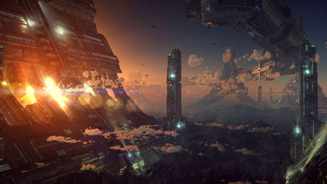Sci fi space cityscape night #2 free wallpaper - medium preview image