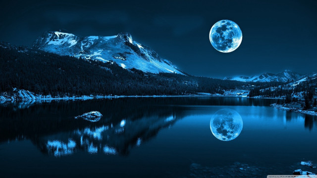 Full moon mountain lake usa #2 free wallpaper - medium preview image