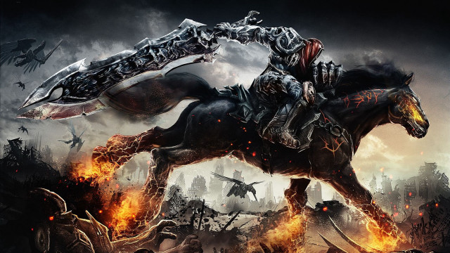 Man horse fire city sword #3 free wallpaper - medium preview image